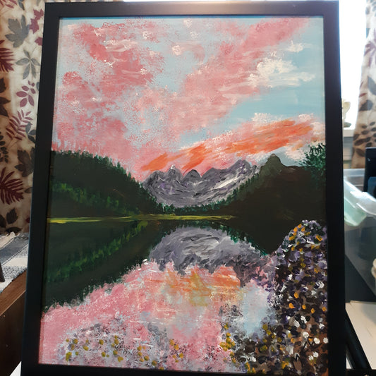 Painting - Glacier Cosley Lake Sunset