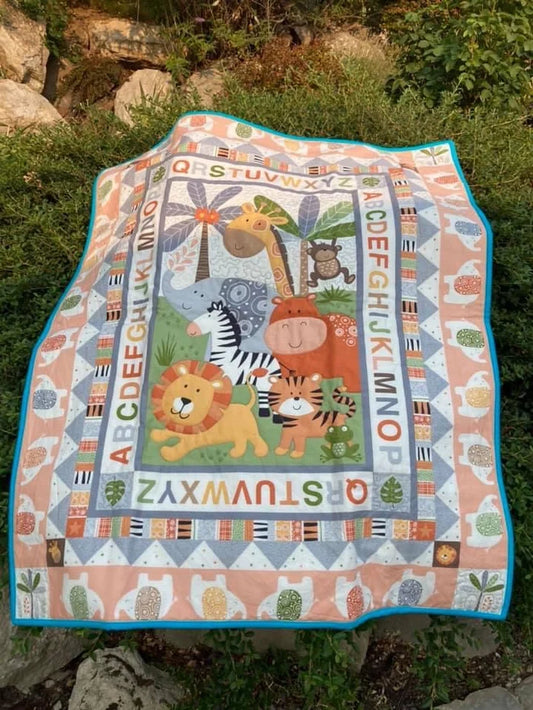 Quilted Baby Blanket-Safari & ABC