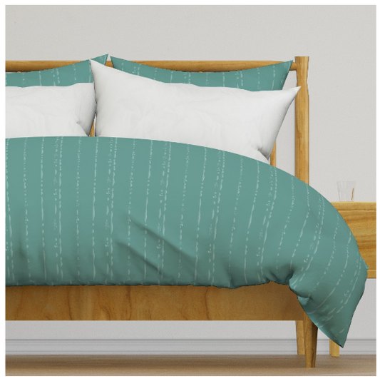 Lacey Rose Green Pinstripe Duvet Cover