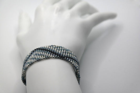 Zig Zag Woven Glass Bead Bracelet