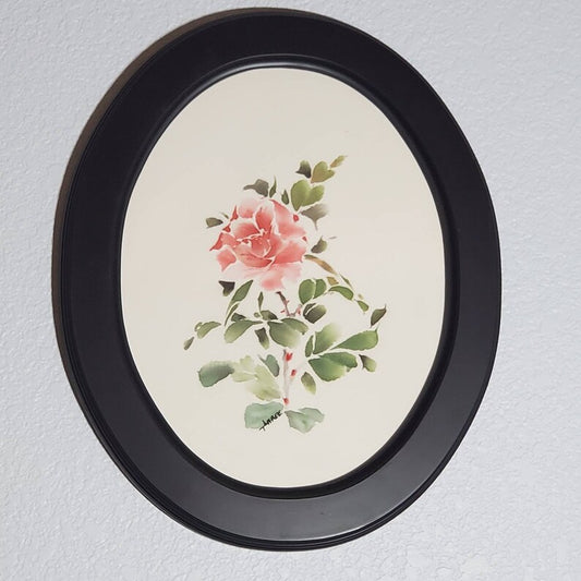 Rose Watercolor, Framed Flower Wall-hanging, Chinese Brush Painting