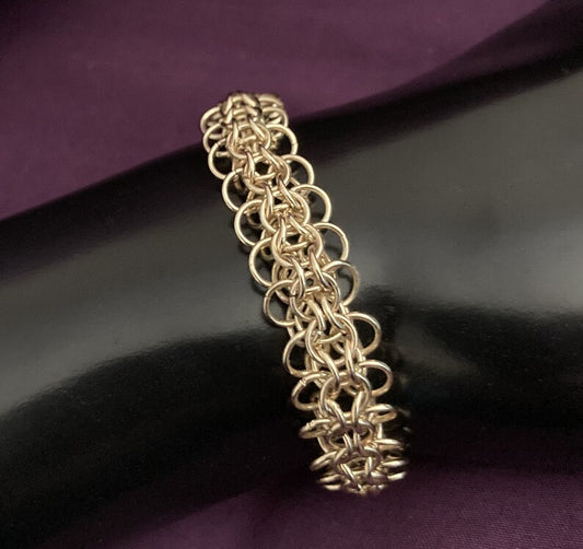 Dragon Back 14k Gold Plated Brass Chainmail Bracelet with Magnetic Clasp